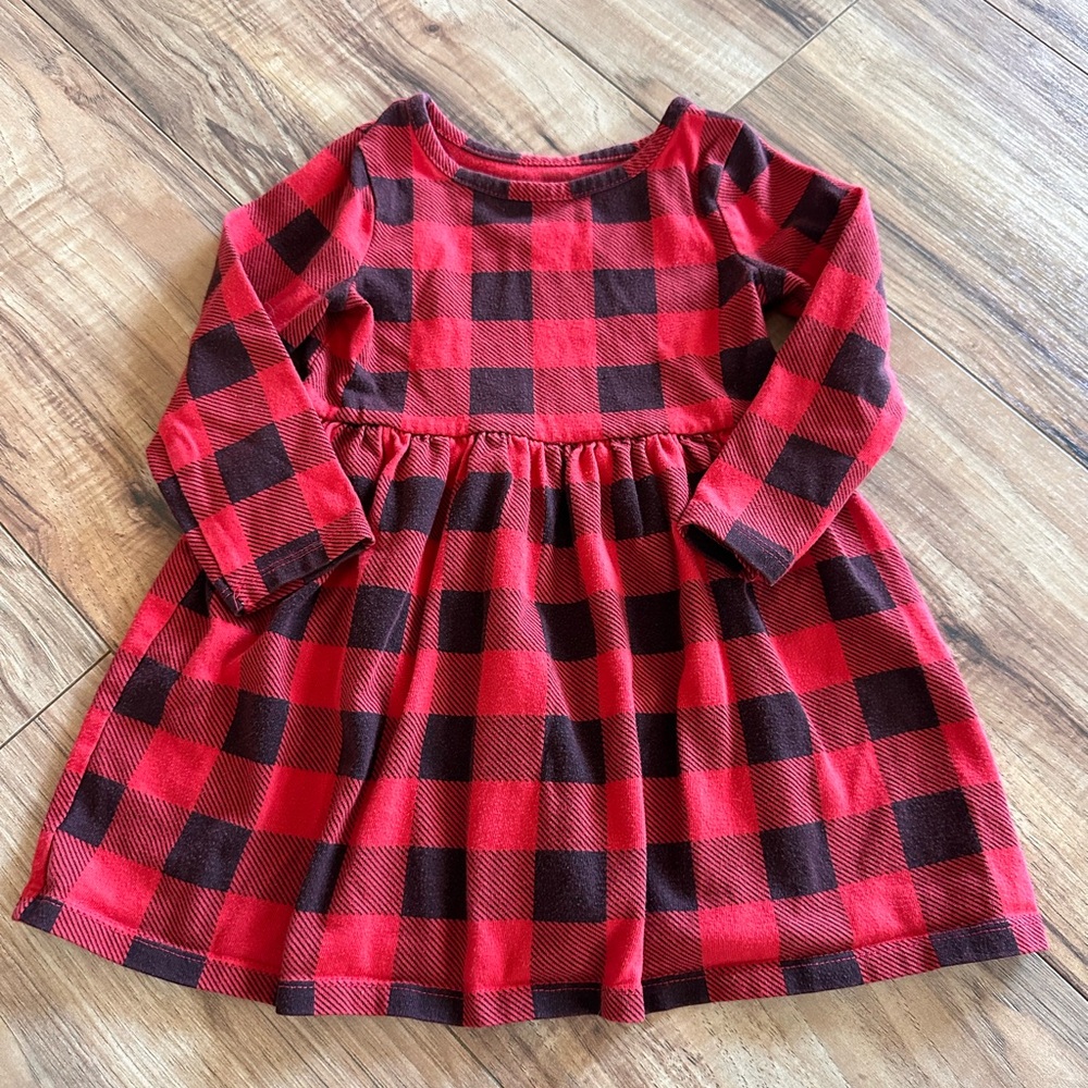 Plaid Red and Black Kids Dress